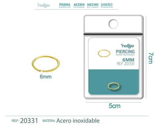 [20331] Piercing de acero antialérgico color dorado - Joyería y accesorios