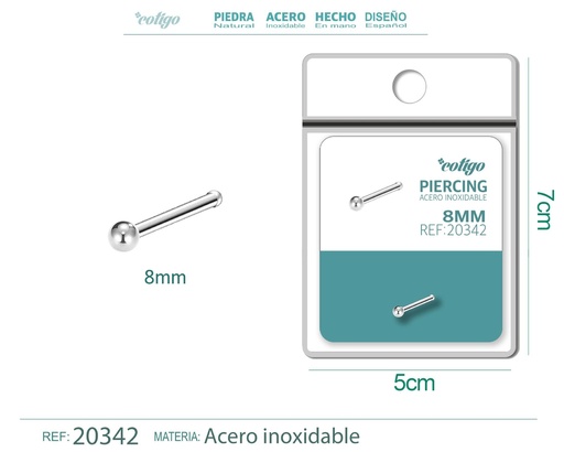 [20342] Piercing de acero antialérgico color plateado - Joyería y accesorios