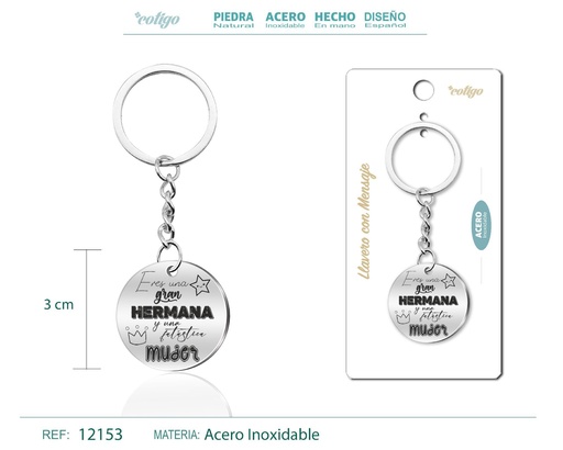 [12153] Llavero de acero con mensaje - Accesorios de regalo y personalización