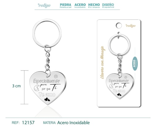 [12157] Llavero de acero con mensaje - Accesorios de regalo y personalización