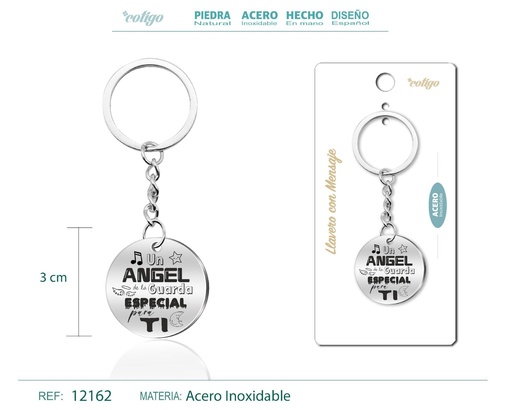 [12162] Llavero de acero con mensaje - Accesorios de regalo y personalización