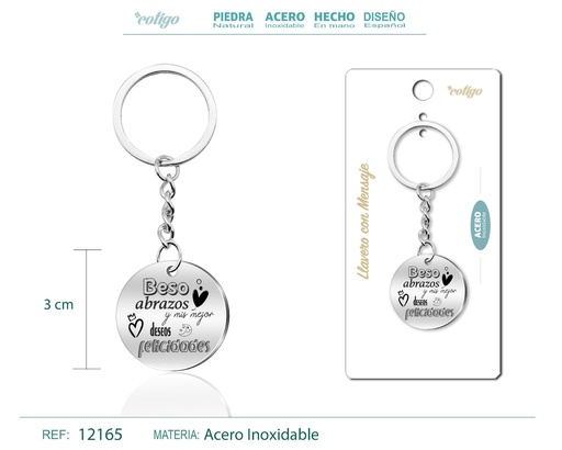 [12165] Llavero de acero con mensaje - Accesorios de regalo y personalización
