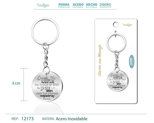 [12173] Llavero de acero con mensaje - Accesorios de regalo y personalización