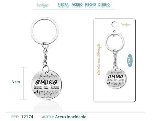 [12174] Llavero de acero con mensaje - Accesorios de regalo y personalización