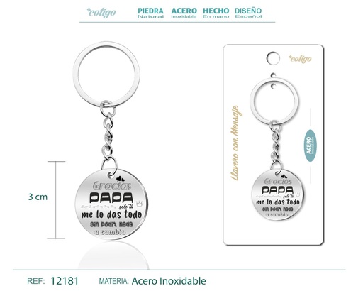 [12181] Llavero de acero con mensaje - Accesorios de regalo y personalización