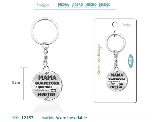[12183] Llavero de acero con mensaje - Accesorios de regalo y personalización