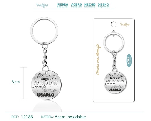 [12186] Llavero de acero con mensaje - Accesorios de regalo y personalización