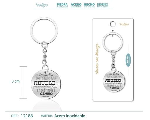 [12188] Llavero de acero con mensaje - Accesorios de regalo y personalización