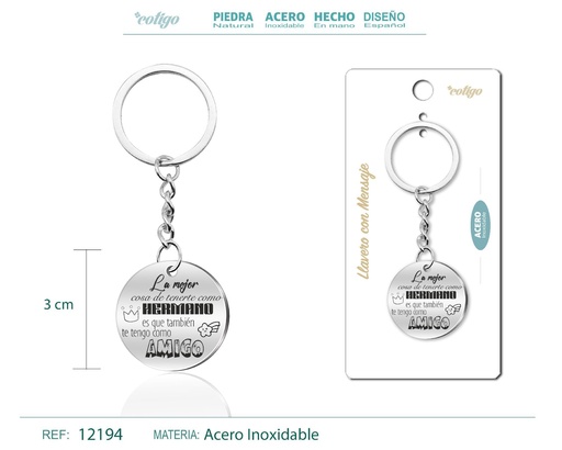 [12194] Llavero de acero con mensaje - Accesorios de regalo y personalización