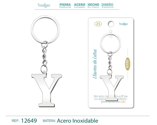 [12649] Llavero de Acero con Letra Y - Initialed Accessories