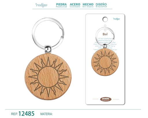 [12485] Llavero de madera con sol - Accesorios culturales