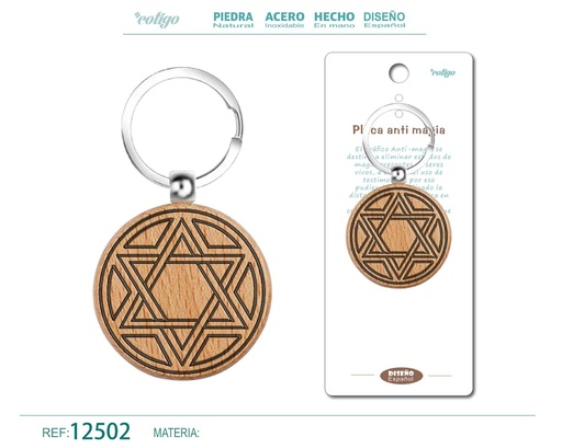 [12502] Llavero de madera con placa anti magia - Accesorios culturales