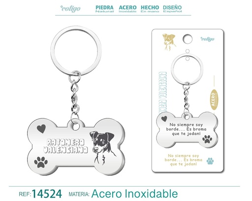 [14524] Llavero de acero con perro ratonero valenciano - Accesorios de mascotas