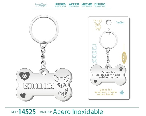 [14525] Llavero de acero con perro chihuahua - Accesorios de mascotas