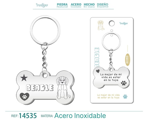 [14535] Llavero de acero con perro beagle - Accesorios de mascotas