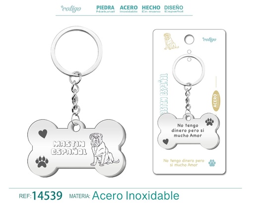 [14539] Llavero de acero con perro mastín español - Accesorios de mascotas