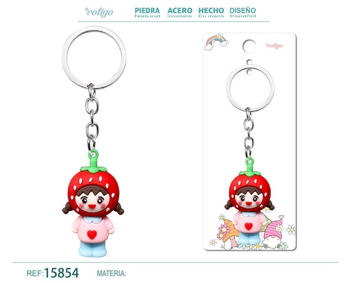 [15854] Llavero de cuerda color macarrón - Accesorios de moda y llaveros coloridos