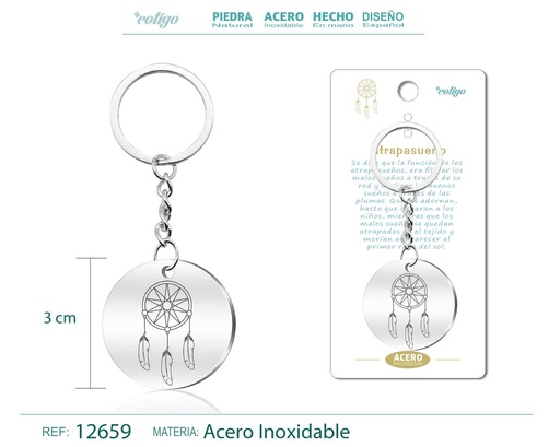 [12659] Llavero de Acero con Símbolo de Suerte Atrapasueños - Accesorios de protección y sueños positivos