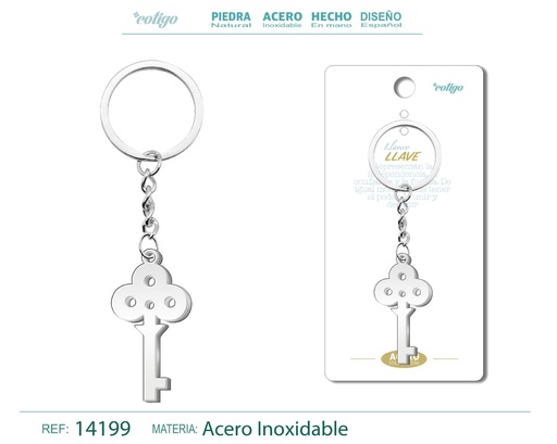 [14199] Llavero de Llave de Acero - Accesorios simbólicos de apertura y oportunidades