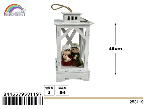 [253119] Colgante farola poliresina de Belén nacimiento de Niño Jesús LED - Decoración navideña