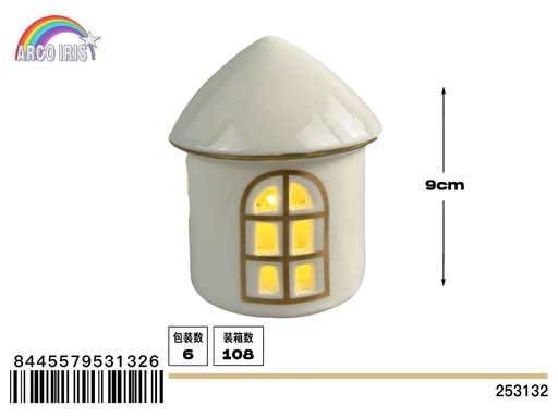 [253132] Figura porcelana casa blanca LED - Adorno navideño