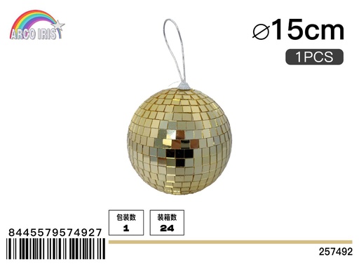 [257492] Bola de espejo oro 15cm 1pcs/Bolsa burbuja - Adornos navideños