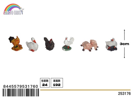 [253176] Figuras de animales de Navidad 6pcs - Adornos navideños