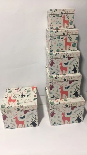 [255238] Caja de regalo navidad 5pcs feliz navidad - Adorno navideño