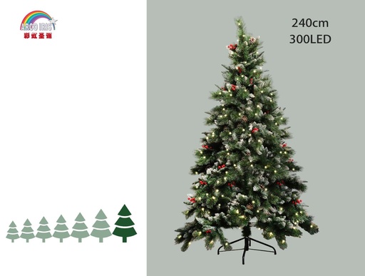 [248215] Árbol en maceta con aguja dura 240 cm - Decoración navideña con luces LED