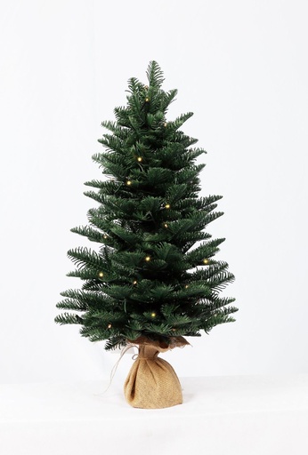 [248165] Árbol en saco de yute 45 cm - Decoración navideña con luces LED