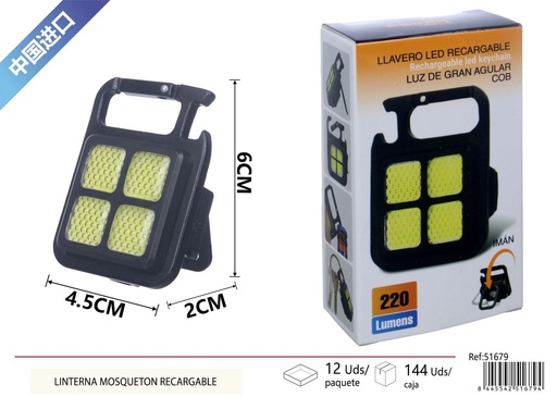 [51679] Lintera mosquetón recargable - Iluminación portátil