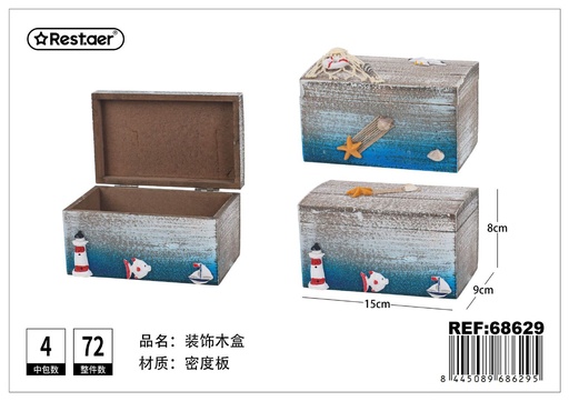 [68629] Caja de madera decorativa - Almacenamiento y decoración