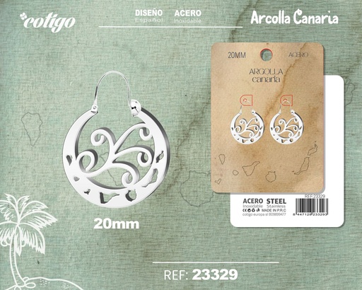 [23329] Argolla Canaria 20mm acero plateado - Elegancia y estilo canario