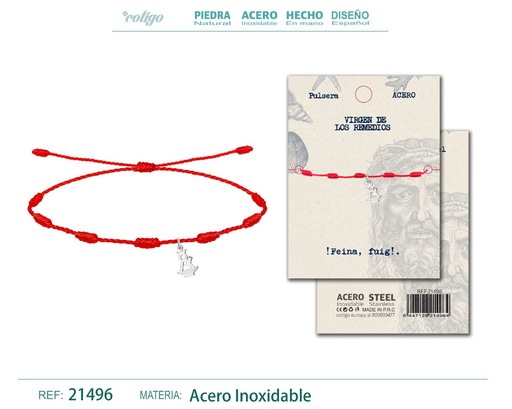 [21496] Pulsera 7 nudos con Virgen de los Remedios acero plateado - Fe en joyería