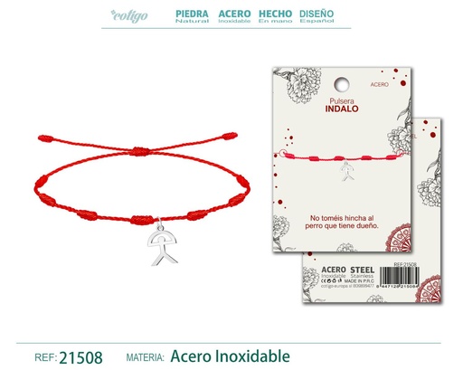 [21508] Pulsera 7 nudos con colgante Indalo acero plateado - Representación cultural