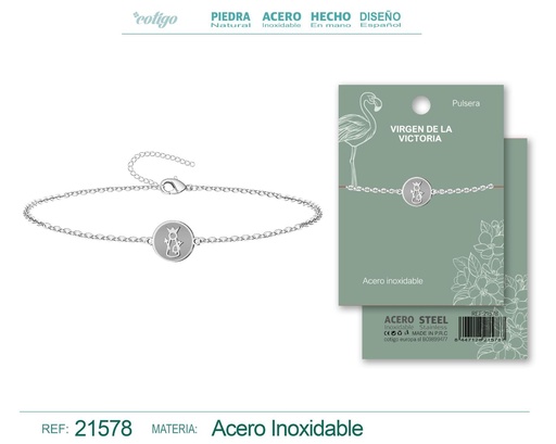 [21578] Pulsera Virgen de la Victoria acero plateado - Diseño religioso