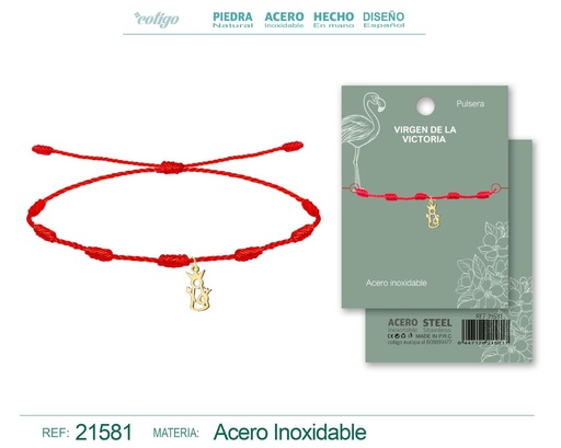 [21581] Pulsera 7 nudos con Virgen de la Victoria acero dorado - Joyería de fe