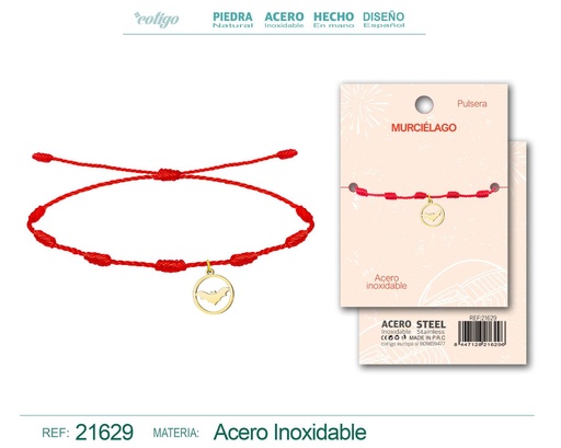 [21629] Pulsera 7 nudos con Murciélago de Jaume acero dorado - Joyería cultural