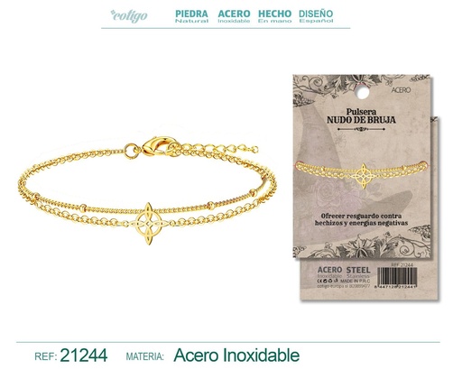 [21244] Pulsera Nudo Bruja acero dorado - Protección en cada nudo