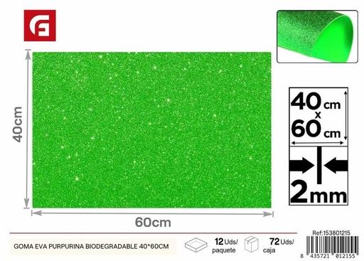 [153801215] Goma EVA biodegradable verde 40*60cm - Materiales para manualidades