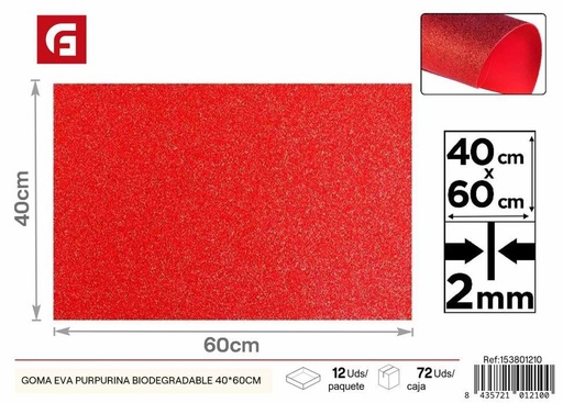 [153801210] Goma EVA purpurina biodegradable 40x60 cm - Manualidades y artes