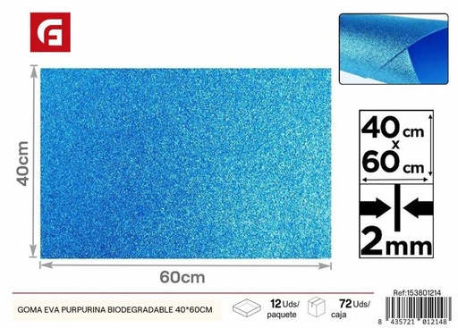 [153801214] Goma EVA purpurina biodegradable 40x60 cm - Material de manualidades