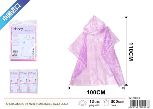 [50821] Poncho infantil reutilizable talla única - Artículos para la lluvia