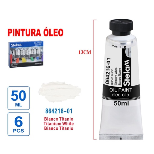 [864216] Pintura al óleo blanca de titanio 50ml - Material artístico