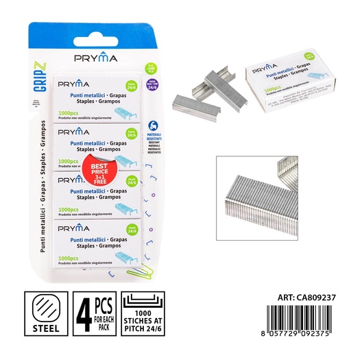 [0237547] Grampas 24/6 1000 unidades 3+1 - Papelería