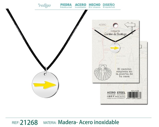 [21268] Colgante Camino de Santiago en acero plateado - Joyería y accesorios