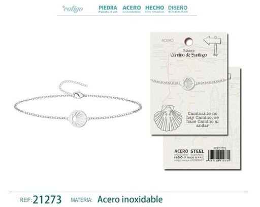 [21273] Pulsera Camino Concha de peregrino en acero dorado - Joyería y accesorios