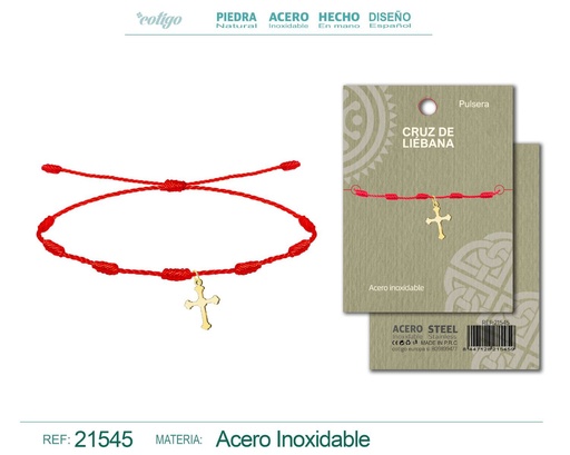 [21545] Pulsera de 7 nudos con colgante Cruz de Libeana - Joyería y accesorios