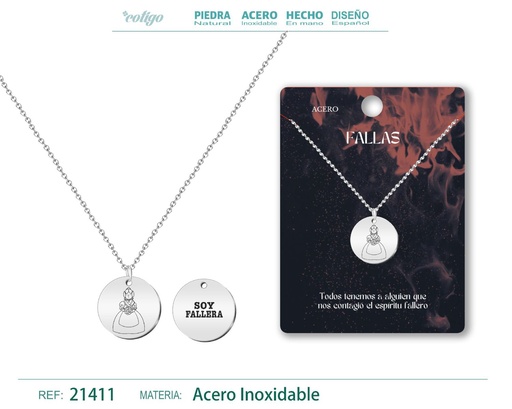 [21411] Colgante Fallera en acero plateado - Joyería y accesorios