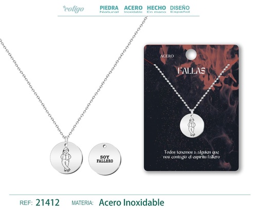 [21412] Colgante Fallero en acero plateado - Joyería y accesorios